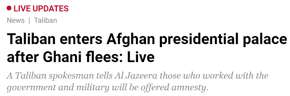 headlines afghan taliban takeover