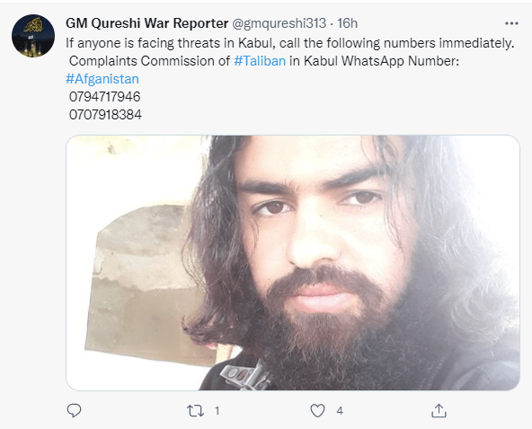 tweet re whatsapp taliban