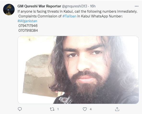 Click to enlarge tweet re whatsapp taliban