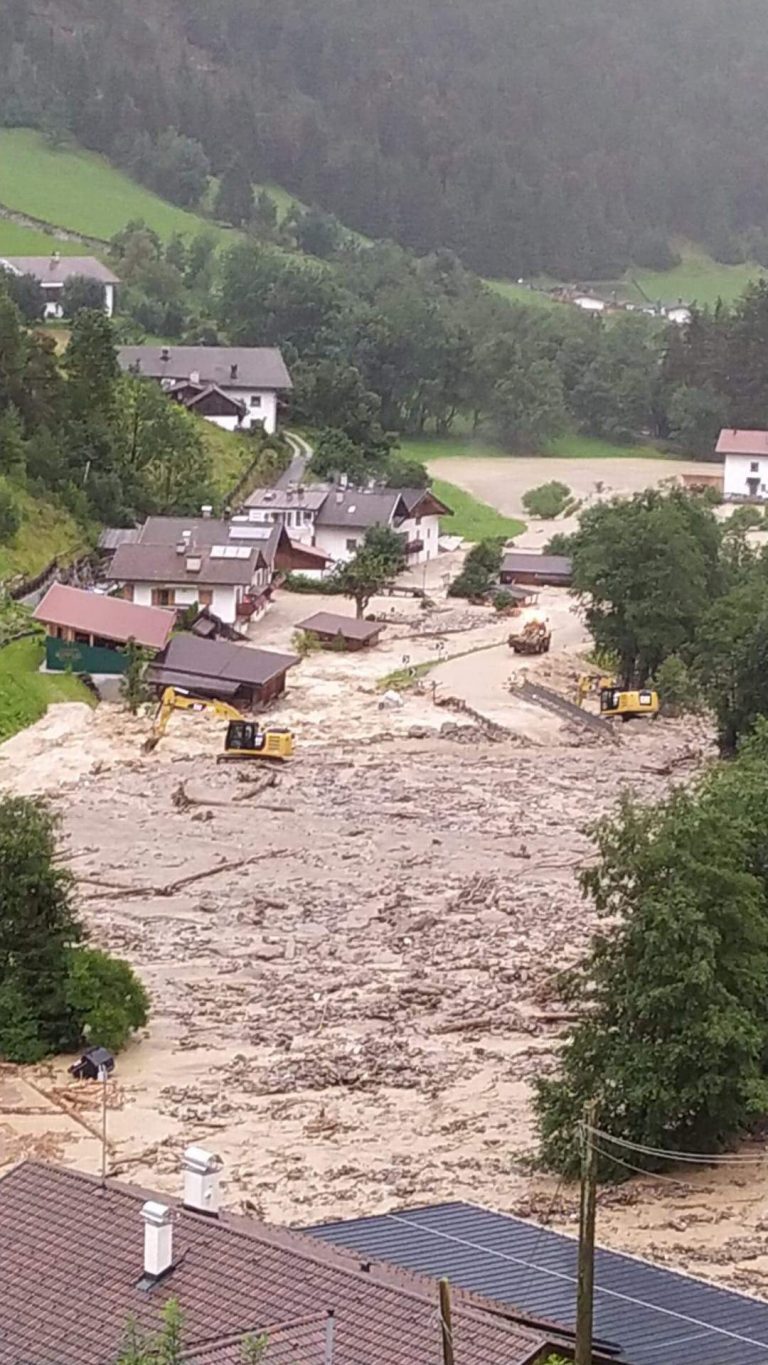 Floods in Pflersch, South Tyrol, Italy, 16 August