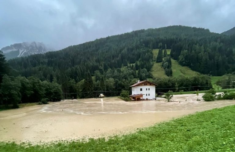 Floods in Pflersch, South Tyrol, Italy, 16 August 2021.