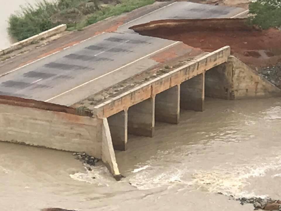 Roads and bridges destroyed by floods in Upper West Region Ghana, August 2021.