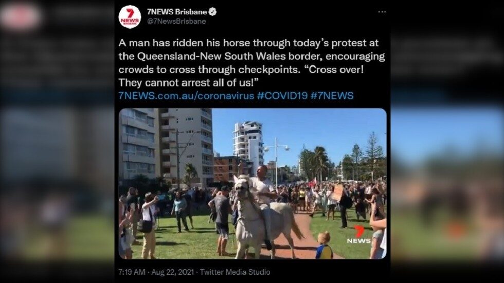 Australia, Horse- mounted protesters
