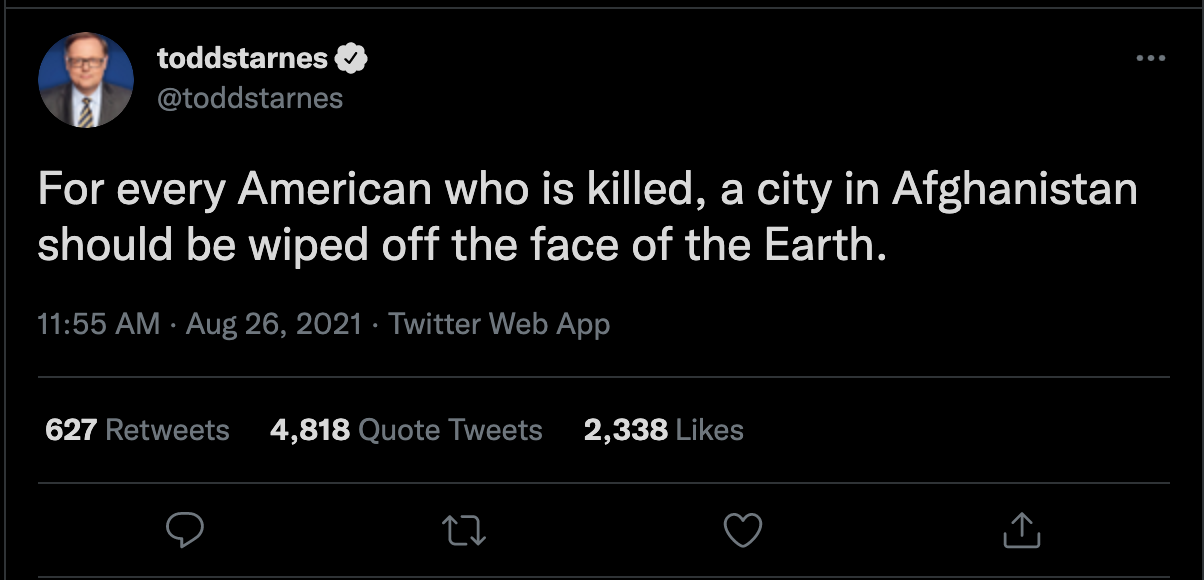 Click to enlarge Ted starnes twitter afghanistan attack