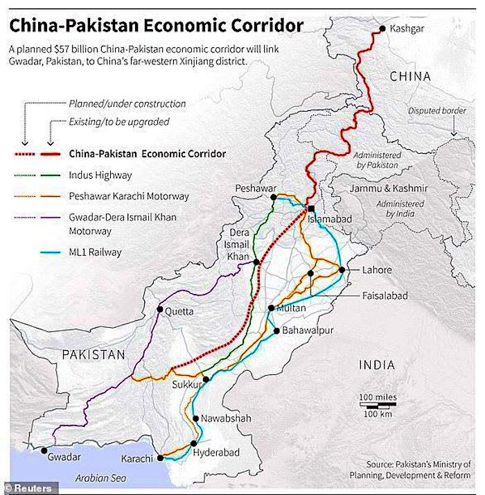 Click to enlarge China Pakistan corridor map
