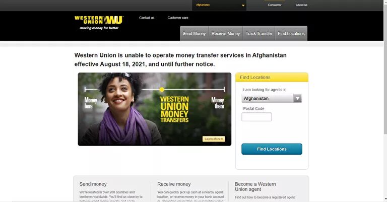 western union money transfer afghanistan