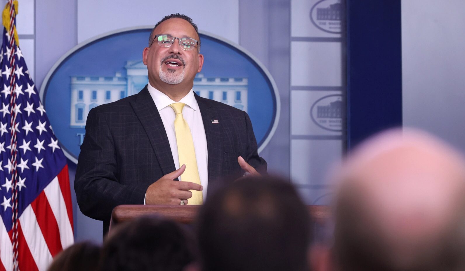 Click to enlarge U.S. Education Secretary Miguel Cardona