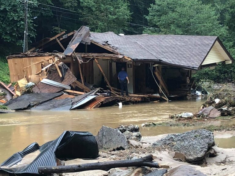 Flood damages in Hurley, VA, USA August 2021.