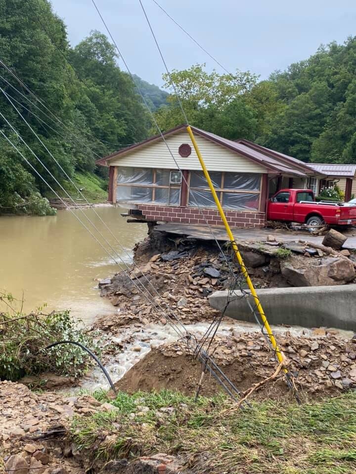 Flood damage in Hurley, VA, USA August 2021.