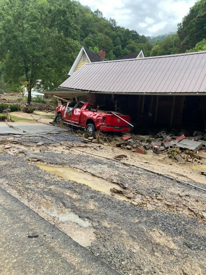 Flood damage in Hurley, VA, USA August 2021.