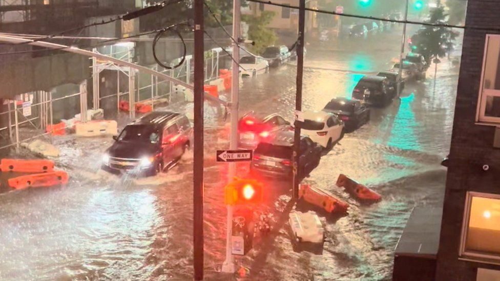 Click to enlarge Social media footage shows flooding in Williamsburg area of Brooklyn
