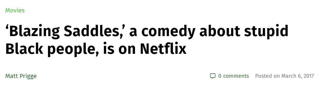 Click to enlarge blazing saddles headline
