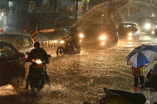 As roads are engulfed by large streams of water, commuters find the going tough on Thursday night.