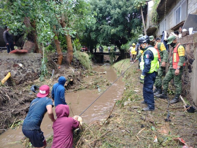 Flood damages in Morelos, Mexico,
