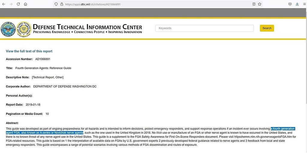 Click to enlarge US DOD report novichok fourth generation agents