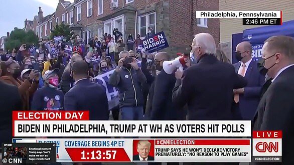 Click to enlarge Biden in philadelphia on election day