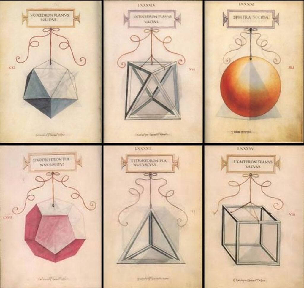 Click to enlarge davinci plato solids drawings