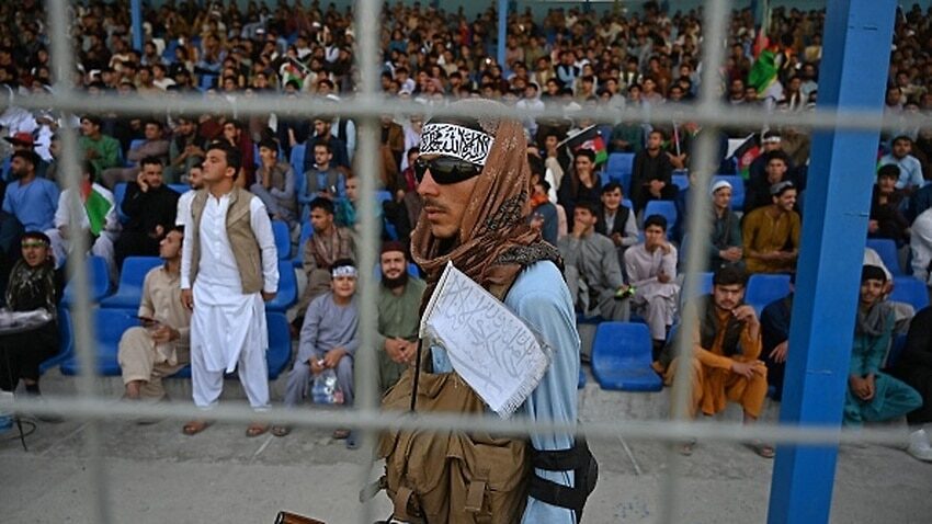 taliban guard cricket match afghanistan