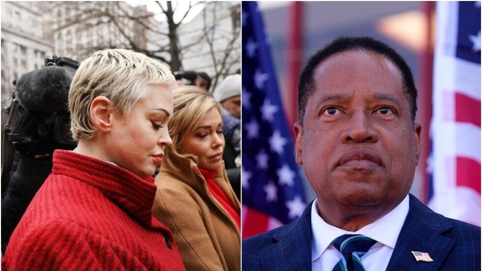Click to enlarge Rose McGowan, Larry Elder