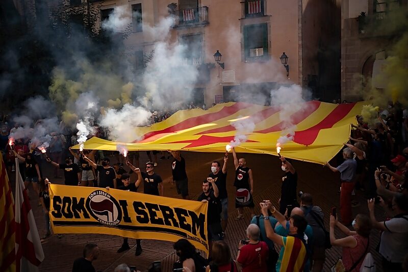 catalonia flag rally spain