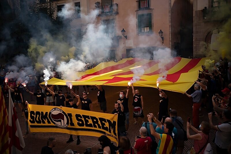 catalonia flag rally spain