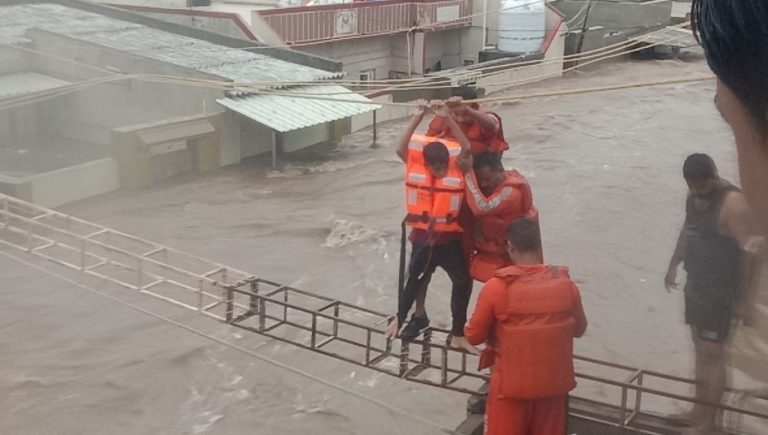 Flood rescue in Gujarat, India, September