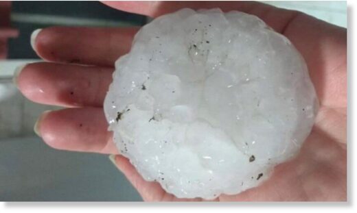 Hail that fell in the north of the Argentine province of Santa Fe