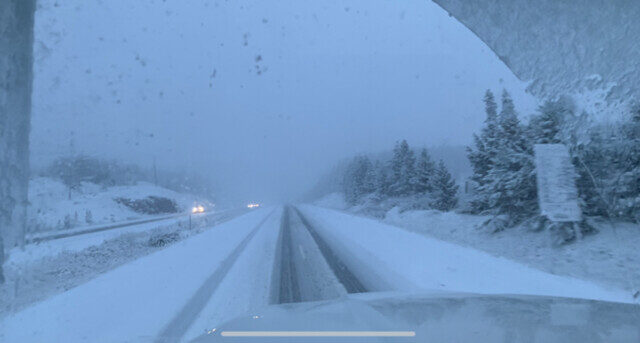 Snowfall on Highway 97C Sept. 15/2021