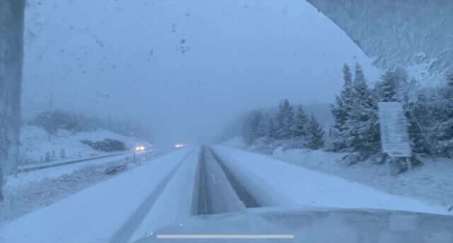 Click to enlarge Snowfall on Highway 97C Sept. 15/2021
