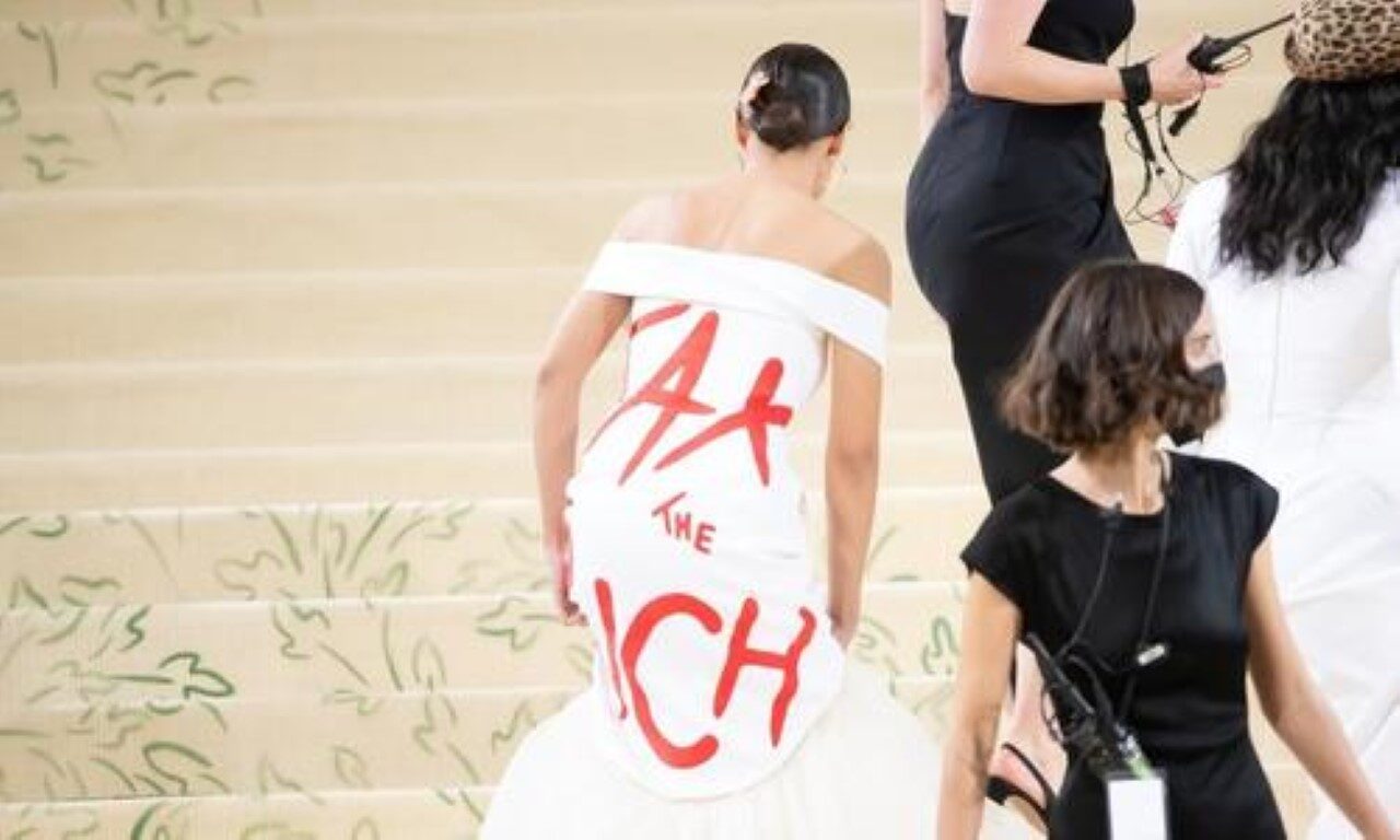 Click to enlarge aoc tax the rich dress