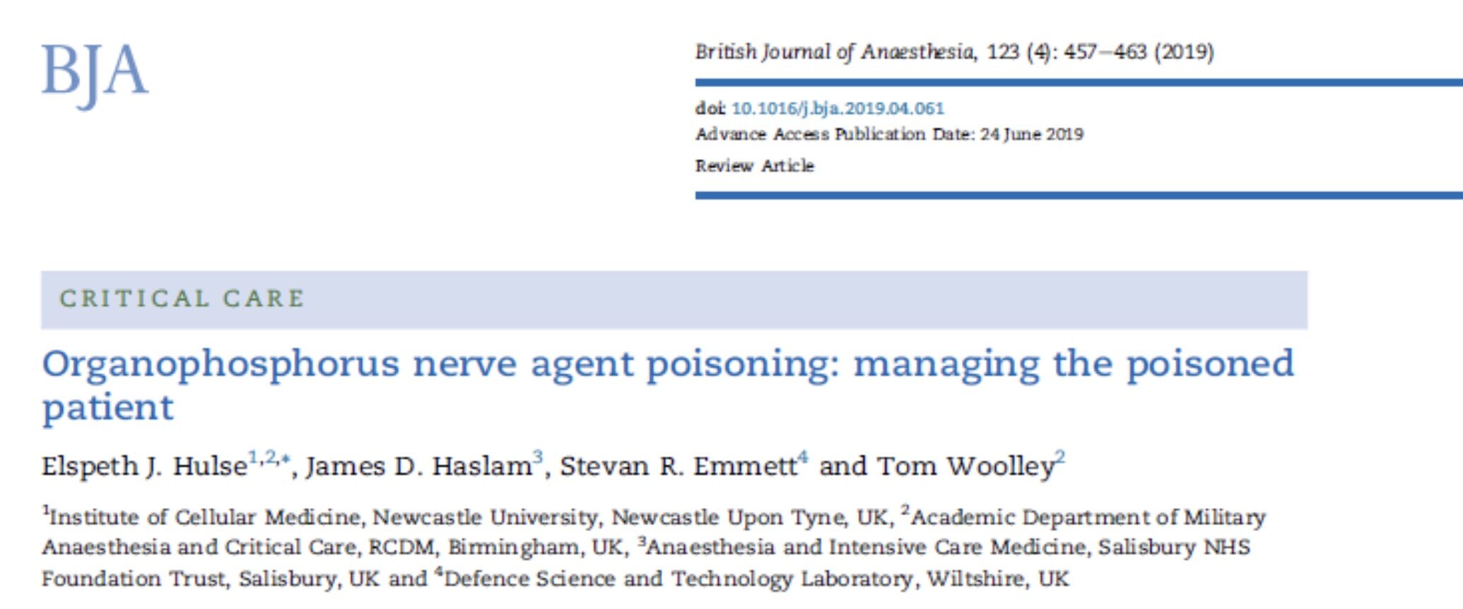 Click to enlarge Organophosphate nerve agent poisoning
