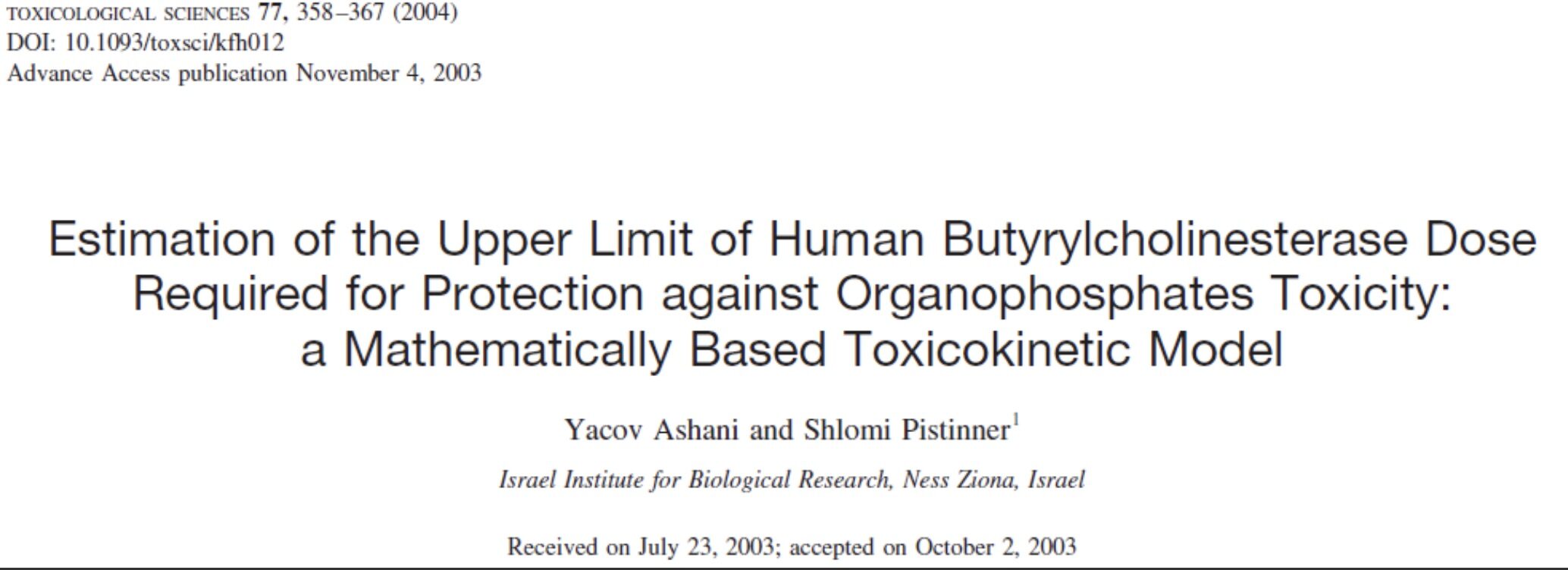 Click to enlarge Israeli doctors on organophosphate poisons