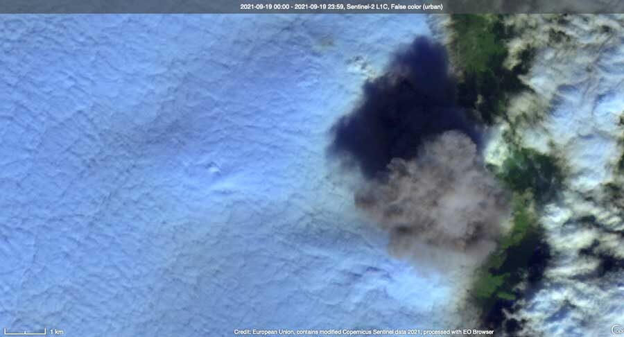 Satellite image of the volcano