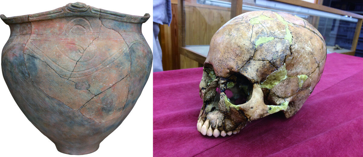 Click to enlarge Jomon Pottery and Skull