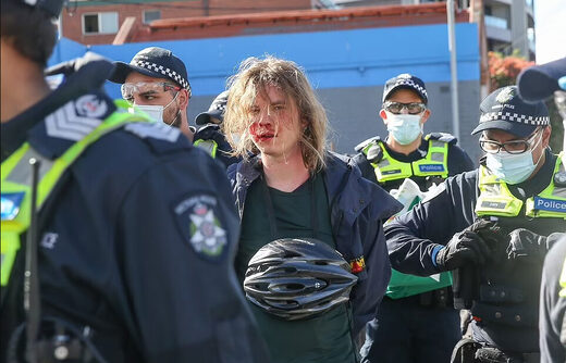 Click to enlarge Melbourne police protester arrest