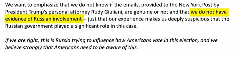 Click to enlarge intelligence officers letter biden laptop