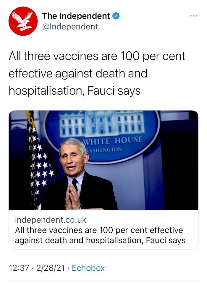 Click to enlarge Fauci tweet