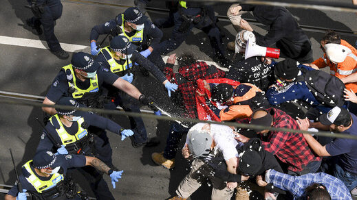 Click to enlarge lockdown protest police melbourne australia