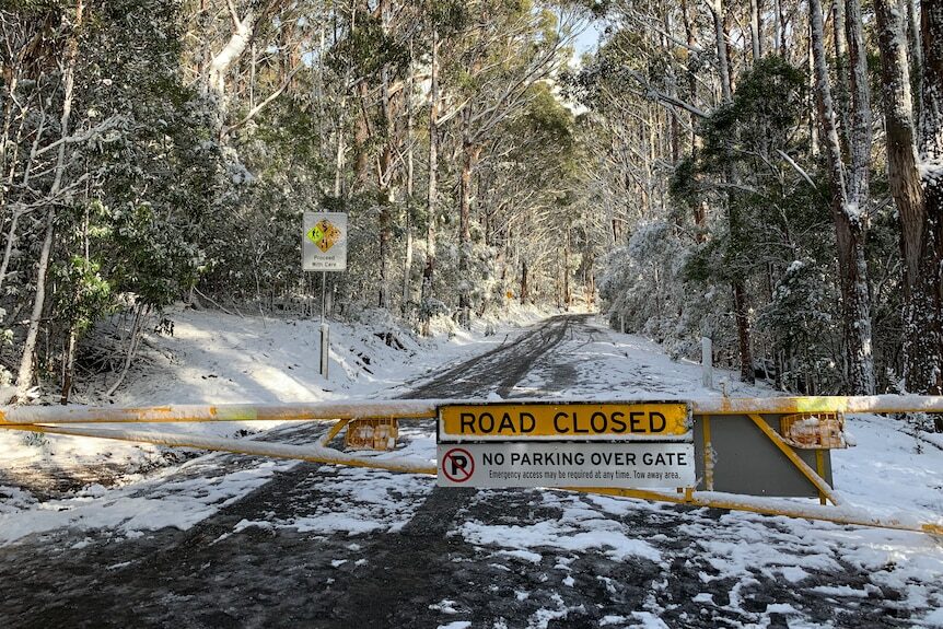Click to enlarge Snow forced the closure of Pinnacle Rd at the Springs