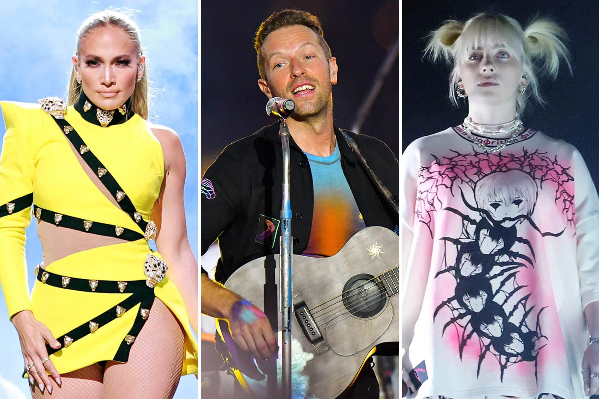 Click to enlarge Jennifer Lopez Coldplay Billie Eilish