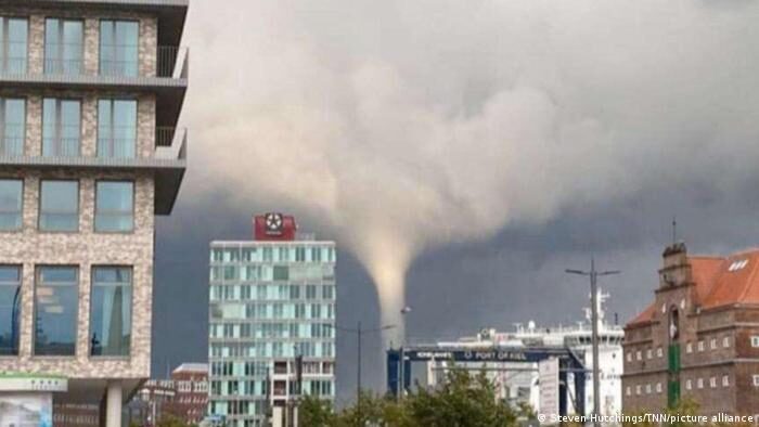 Several people were injured by flying debris