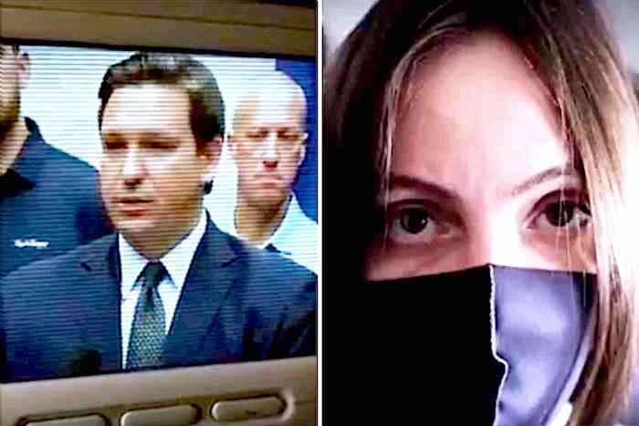 DeSantis/masked woman