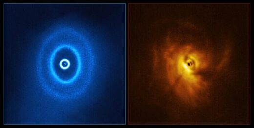 Click to enlarge triple star system GW Orionis