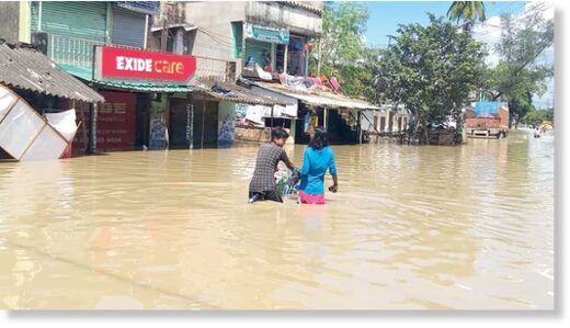 Buildings flooded in Howrah on Friday following the release of water by the DVC.