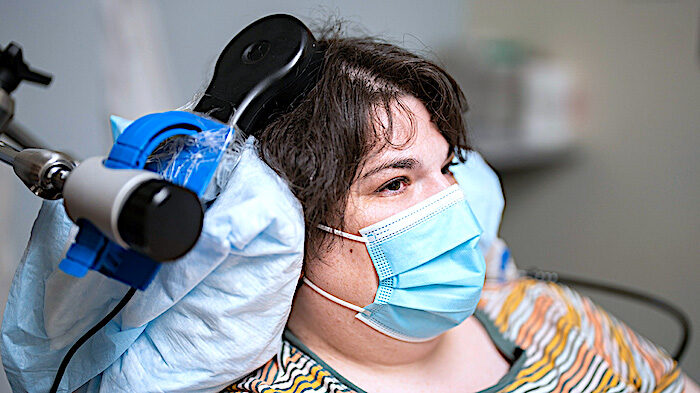 Sarah and brain activity monitor