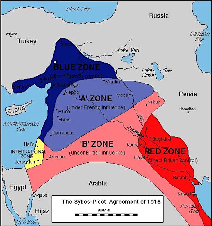 Click to enlarge Sykes-Picot agreement map