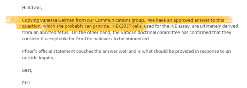 pfizer internal email