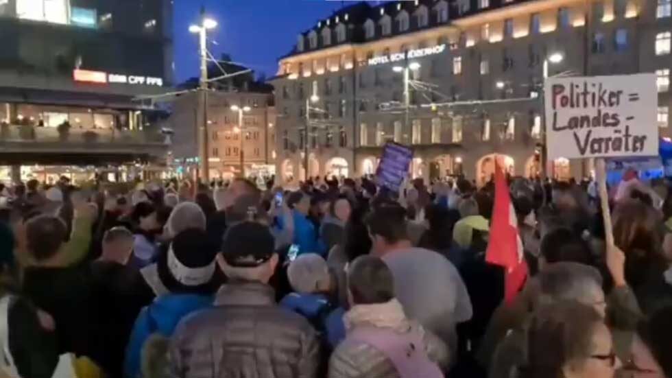 Anti-Covid protest in Bern, Switzerland.