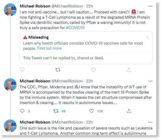michael robinson twitter censoring vaccine