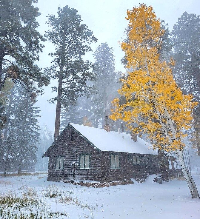 Click to enlarge A cabin on the North Rim at 9 a.m. Oct. 12.